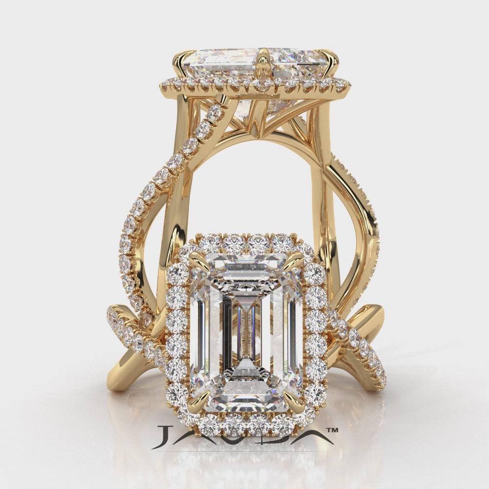 Twisted Halo XOXO Style Lab Grown Diamond Engagement Ring IGI Certified 3.70 Ctw.