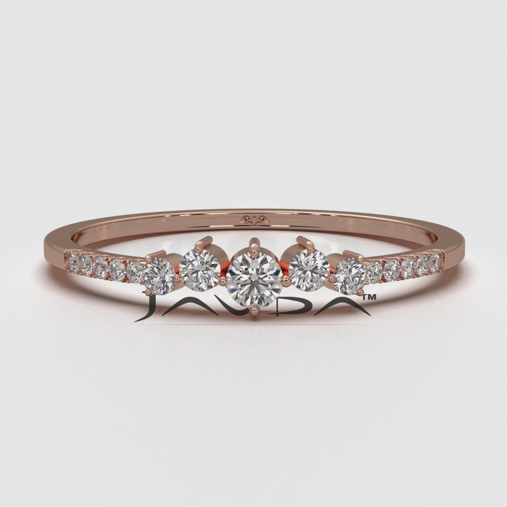 Sleek & Slim Fashionable French Pave Set Round Lab Diamond Fashion Ring 0.16ctw.