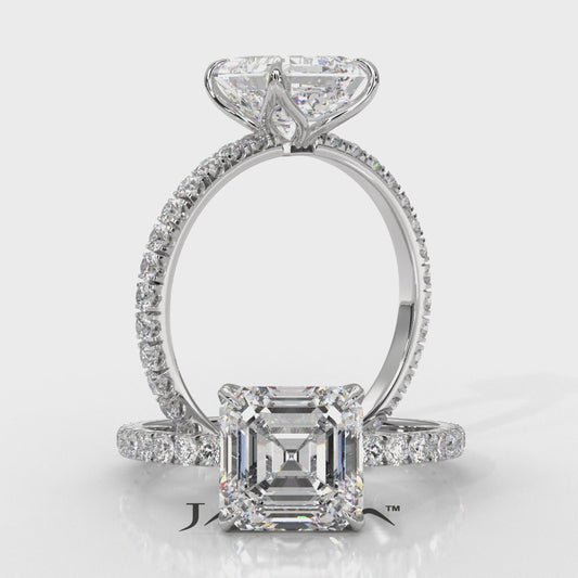 Asscher Diamond Engagement Ring crafted in 14k White Gold