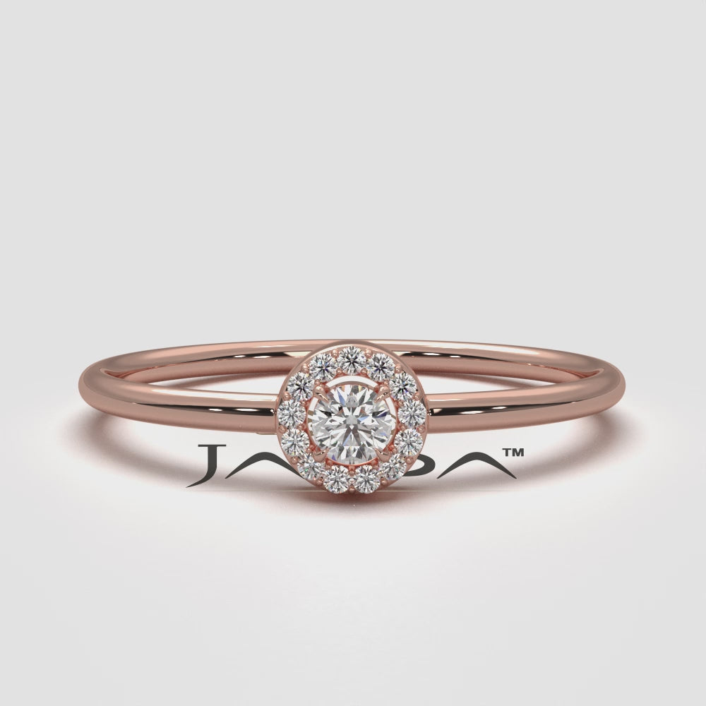 Slim Halo Round Lab Diamond Engagement Fashion Ring 0.11ctw.