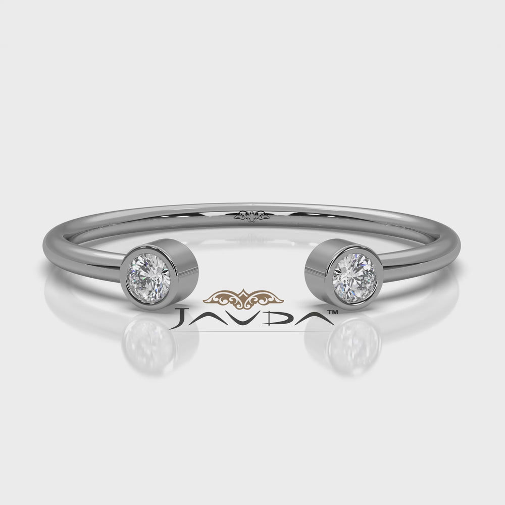 Minimalist Open Cuff Bezel Round Lab Diamond Fashion Ring 0.06ctw.