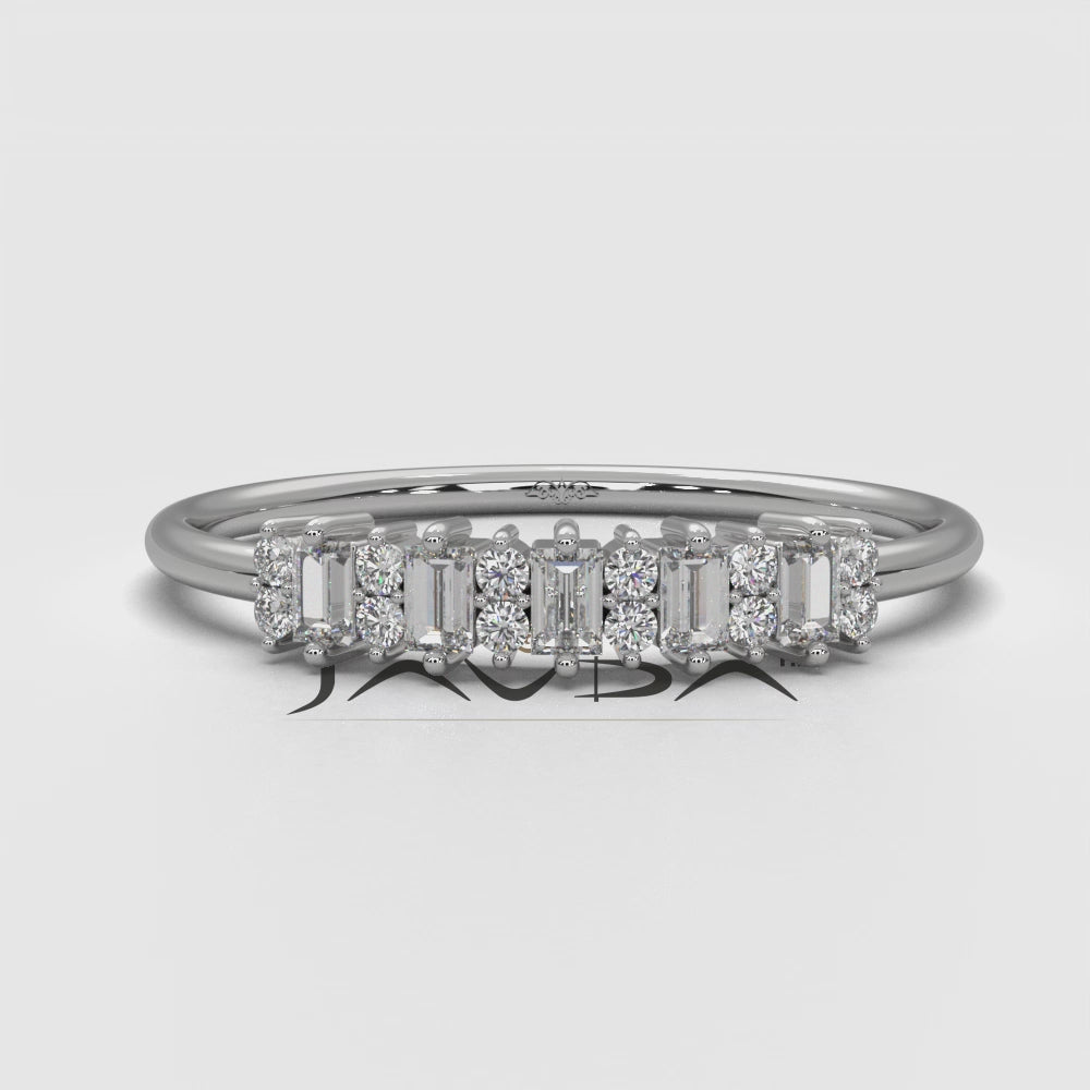 Baguette And Round Lab Diamond Prong Set Fashion Ring 0.23ctw.