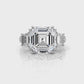 Asscher cut Lab Grown Diamond Engagement 3 Stone Ring IGI Certified 14k White Gold 8.7 Ctw.