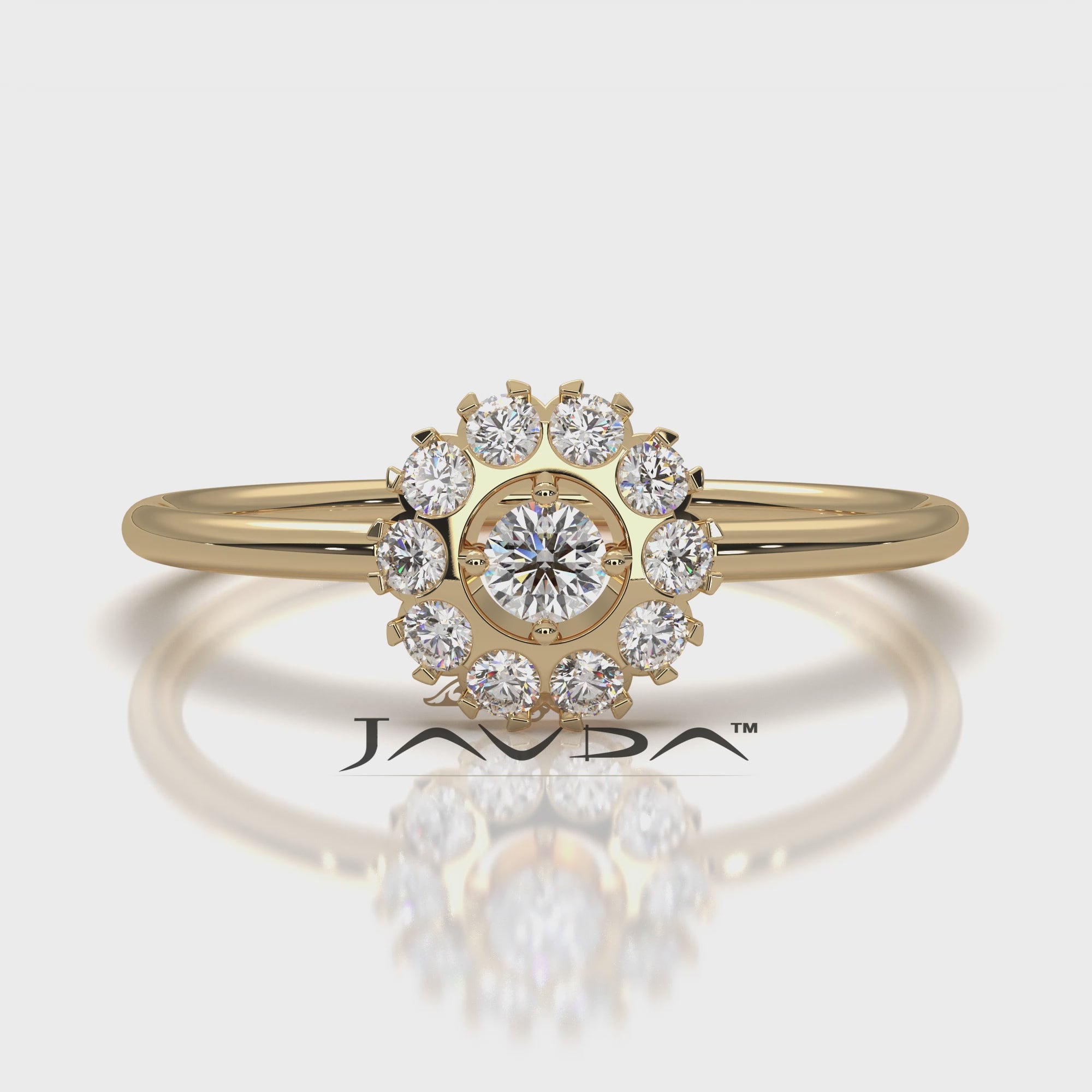 Prong Set Floral Halo Light Weight Lab Diamond Ring Engagement 0.21ctw.