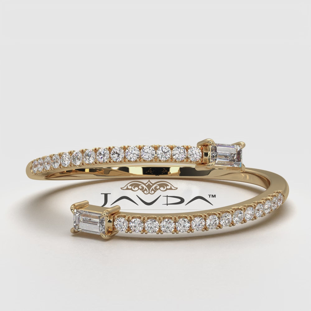 Baguette and Round Lab Diamond Open Fashion Ring 0.18ctw.