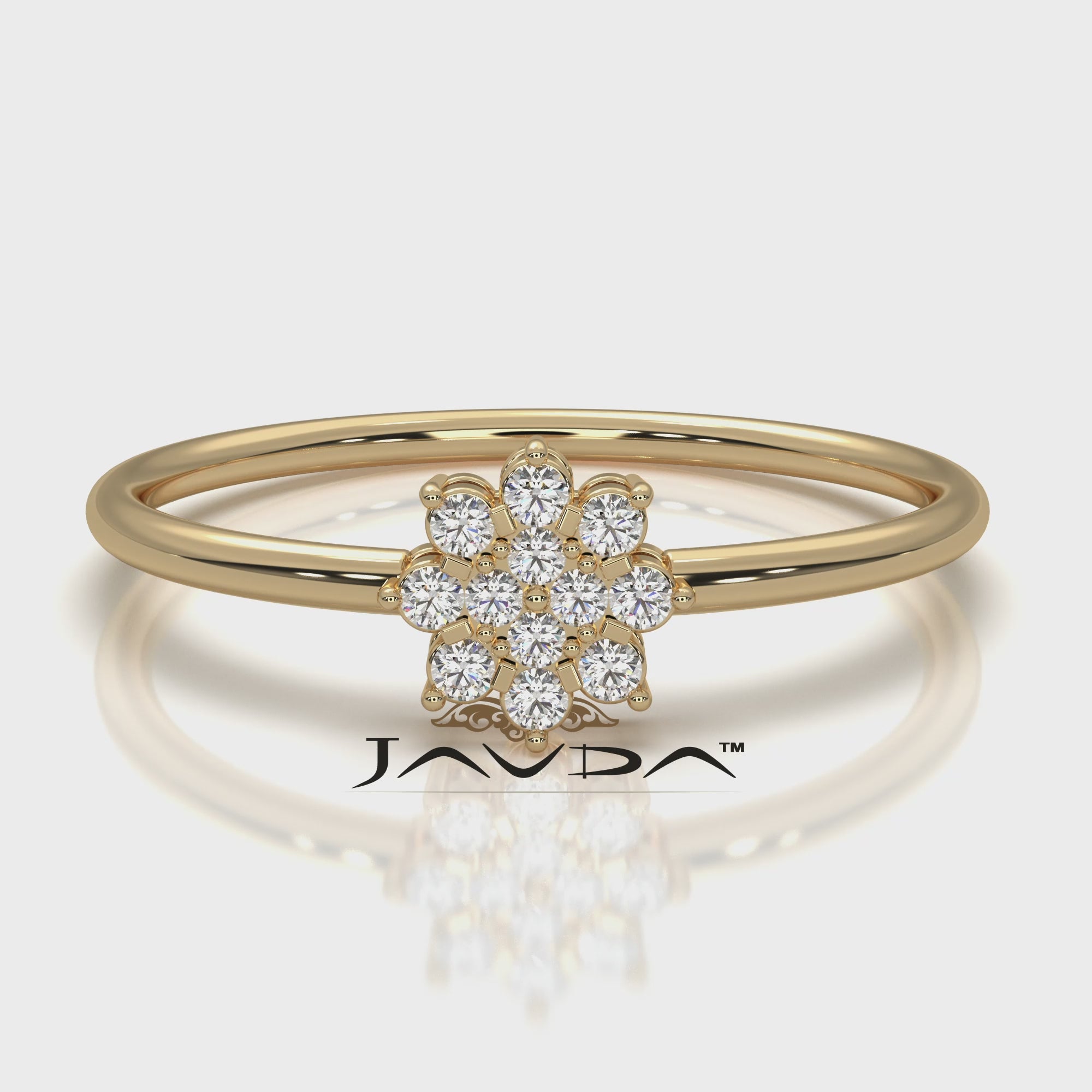 Floral Design Cluster Minimalist Round Lab Diamond Promise Ring 0.07ctw.