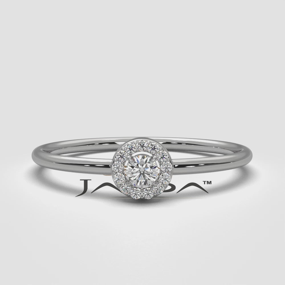 Slim Halo Round Lab Diamond Engagement Fashion Ring 0.11ctw.