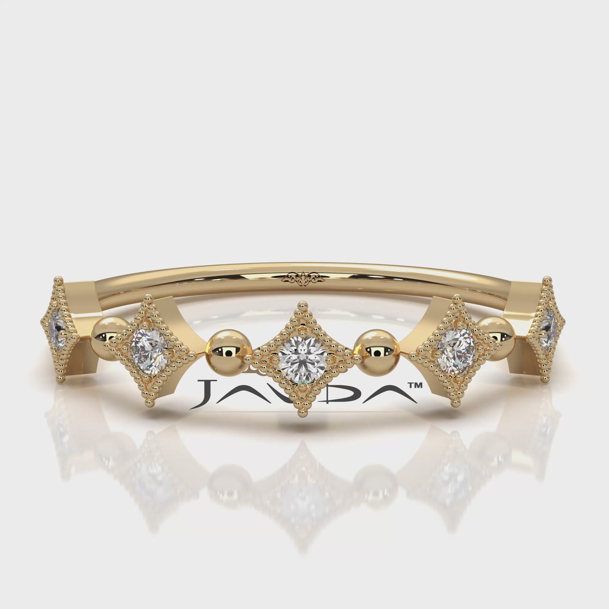 Stackable and Ball Design Milgrain Round Lab Diamond Fashion Ring 0.09ctw.