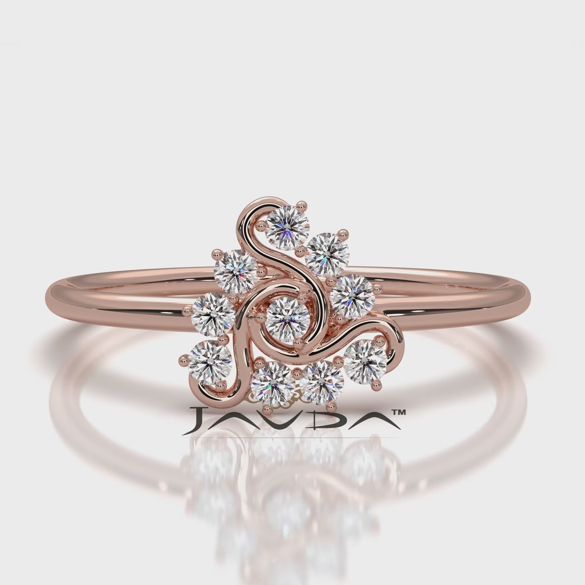 Prong Set Swirl Minimalist Round Lab Diamond Fashion Ring 0.15ctw.