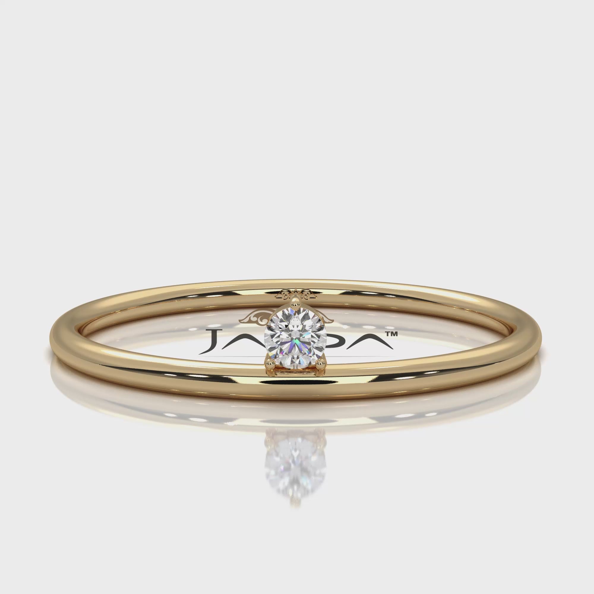 Sleek Tiny Solitaire Round Lab Diamond Fashion Ring 0.02ctw.