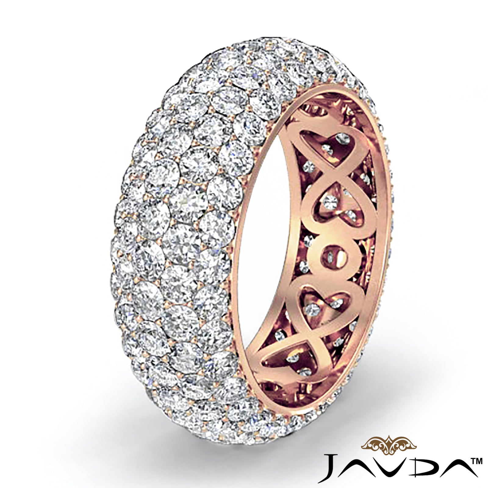 5 Row Round Lab Grown Diamond Women's Eternity Wedding Band 3.95 Ctw.