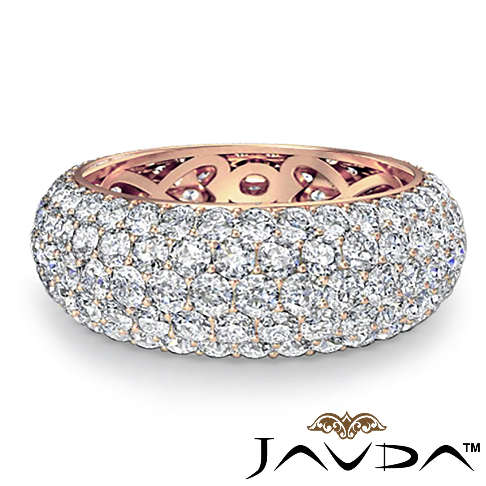 5 Row Round Lab Grown Diamond Women's Eternity Wedding Band 3.95 Ctw.