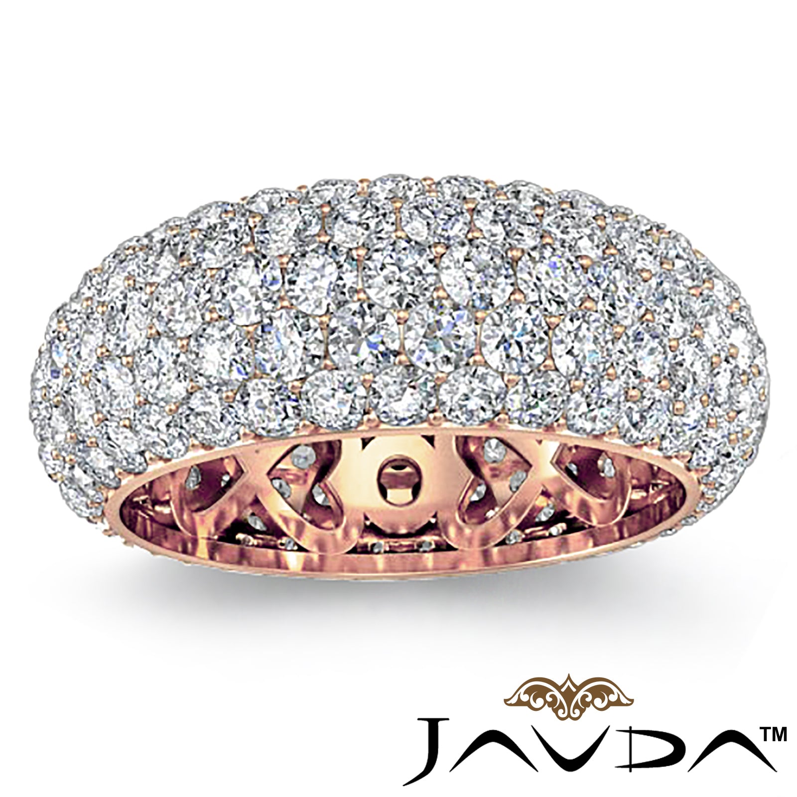 5 Row Round Lab Grown Diamond Women's Eternity Wedding Band 3.95 Ctw.