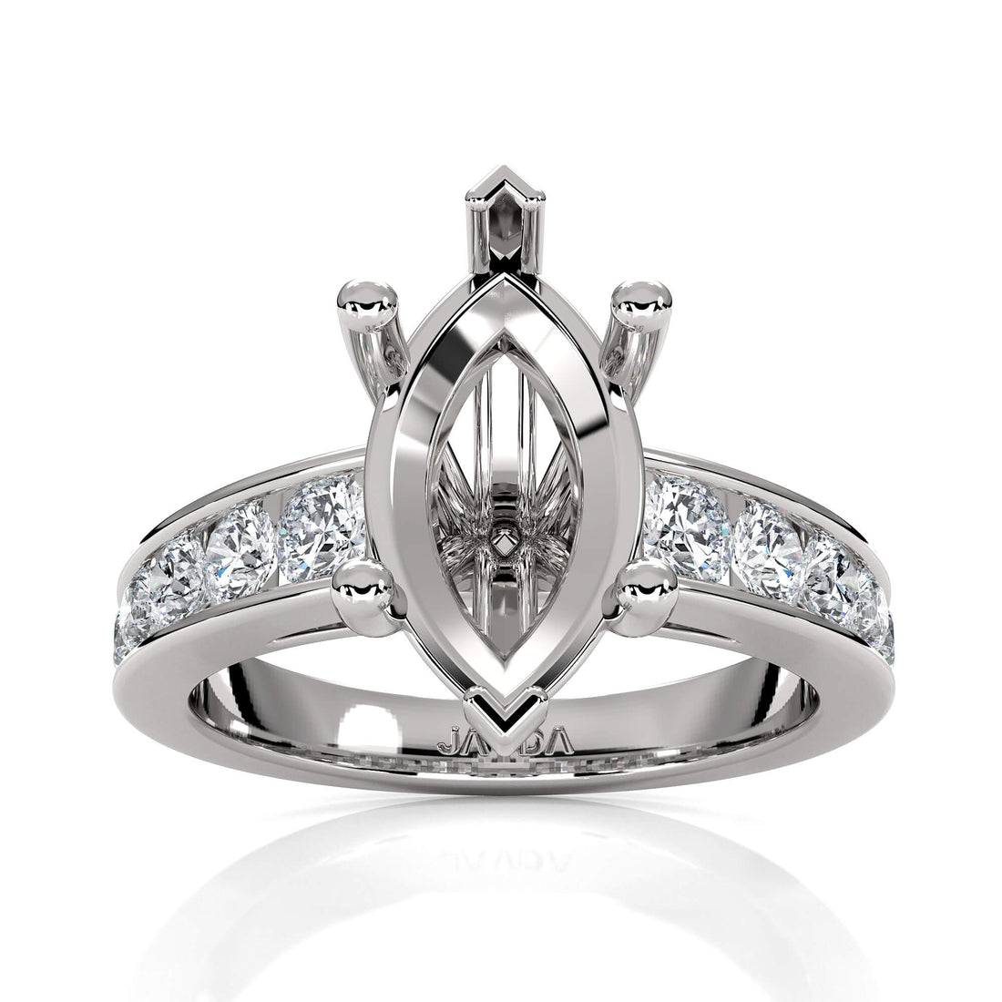 Marquise Diamond Channel Setting Engagement Semi Mount Ring Platinum 0.75 Ct