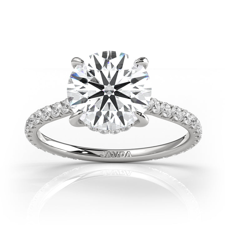 Hidden Halo U Pave Round Diamond Engagement Ring 14k White Gold 2.57 ctw.