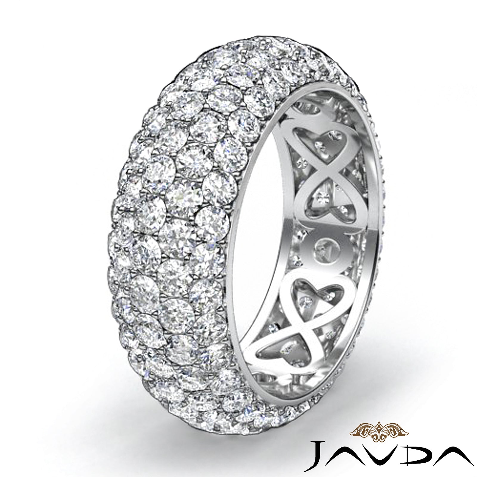 5 Row Round Lab Grown Diamond Women's Eternity Wedding Band 3.95 Ctw.