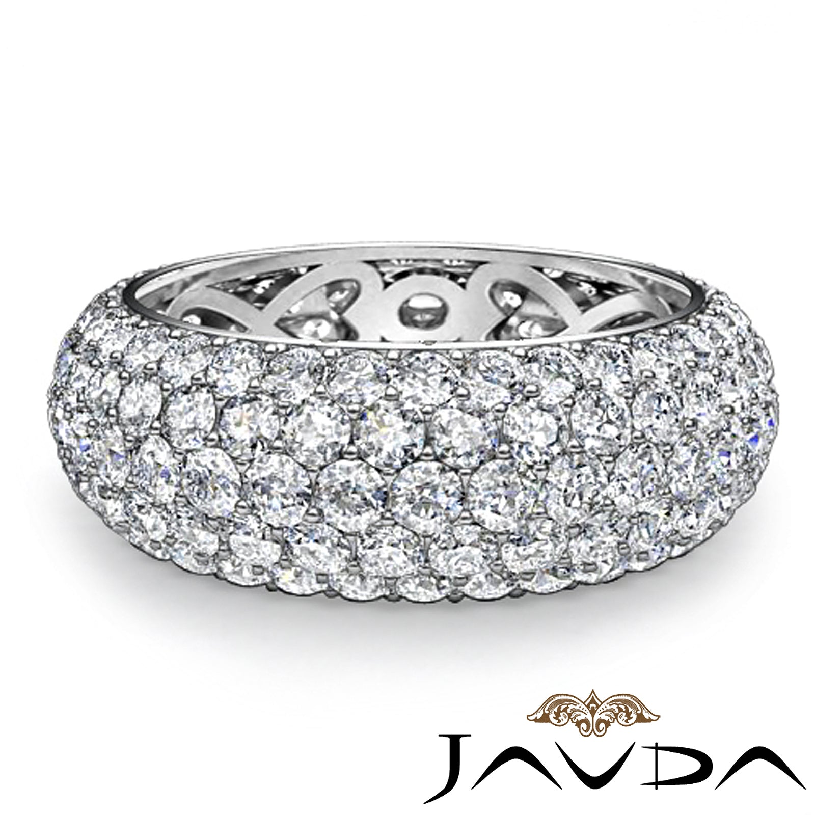 5 Row Round Lab Grown Diamond Women's Eternity Wedding Band 3.95 Ctw.