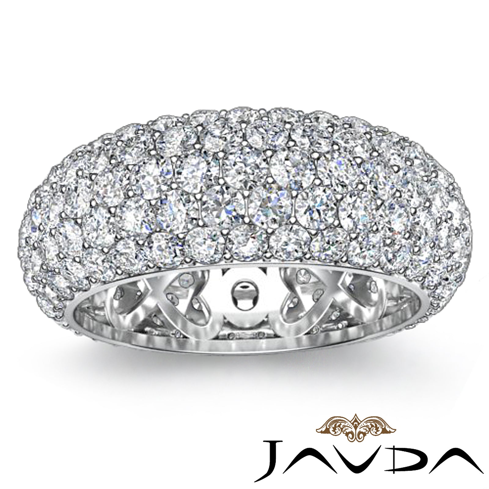 5 Row Round Lab Grown Diamond Women's Eternity Wedding Band 3.95 Ctw.