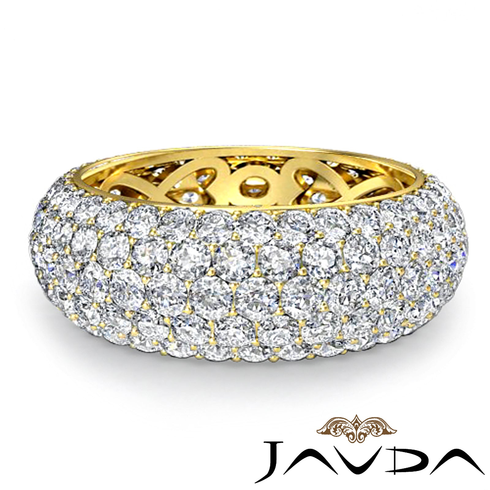 5 Row Round Lab Grown Diamond Women's Eternity Wedding Band 3.95 Ctw.