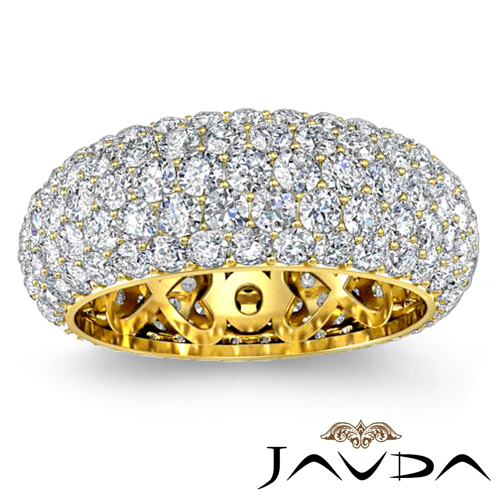 5 Row Round Lab Grown Diamond Women's Eternity Wedding Band 3.95 Ctw.